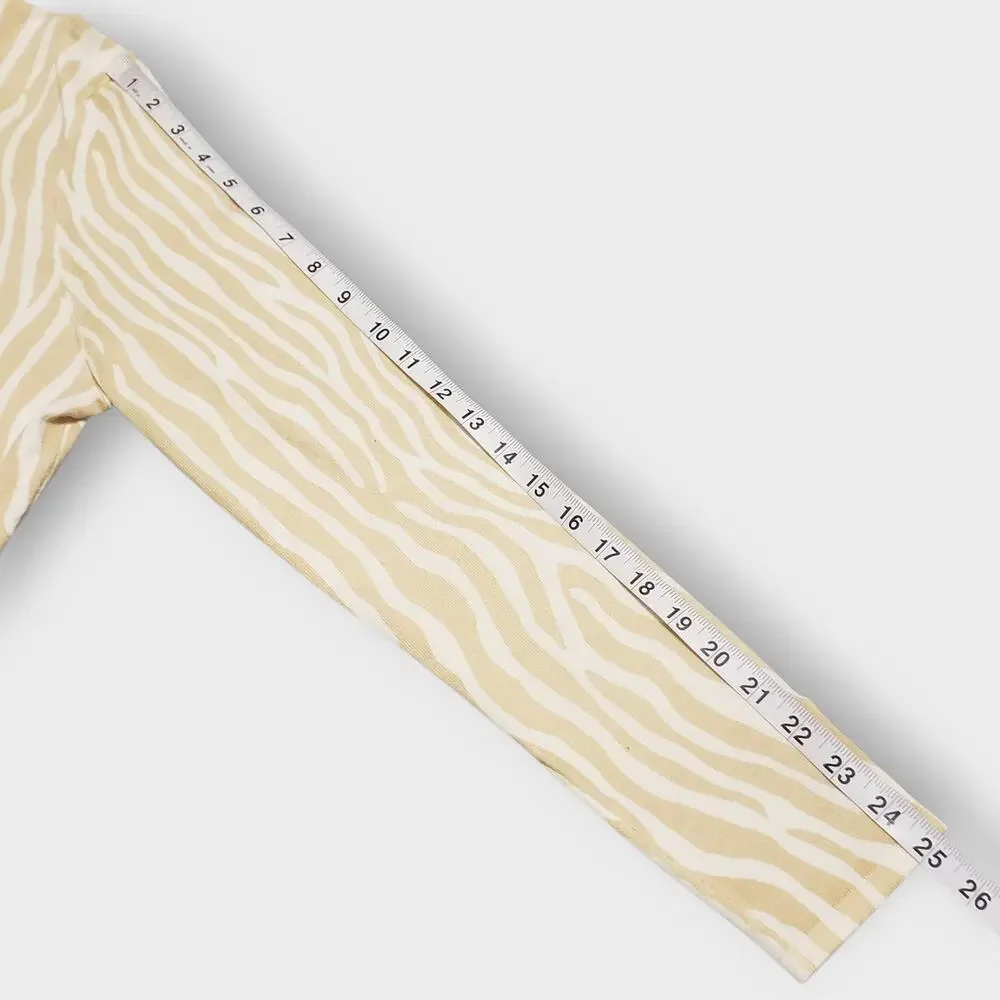 J. Mclaughlin Modal Stretch Zebra‎ Print Sweater Lightweight Tan Cream Medium